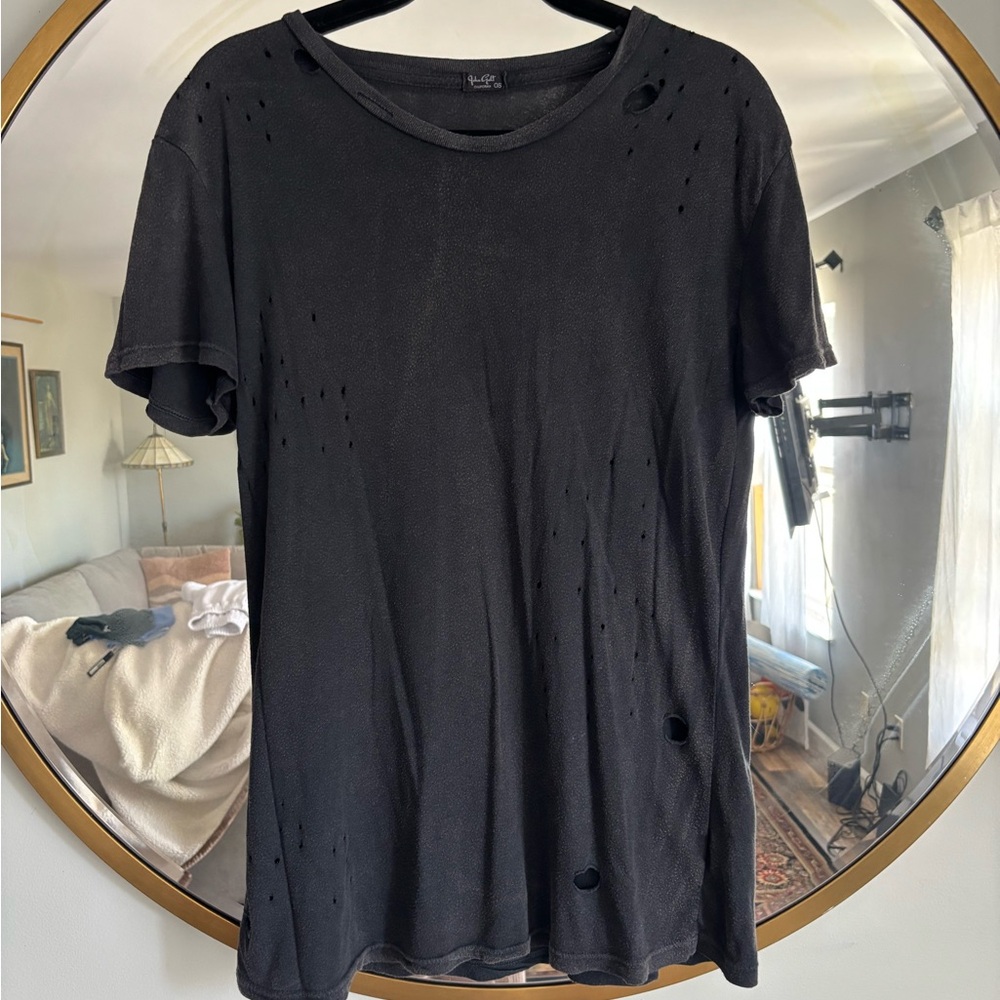 Distressed Washed Black T-Shirt